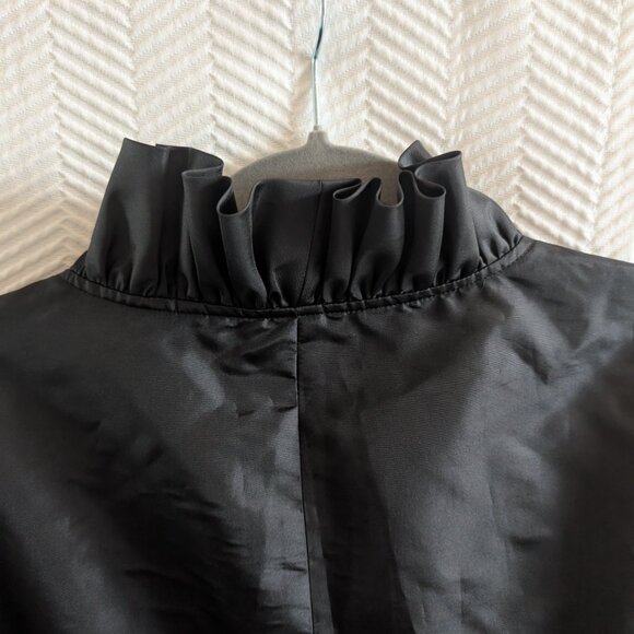 Calvin Klein Black Ruffle Trim Lightweight Blazer Jacket Evening Size Large - Picture 12 of 14